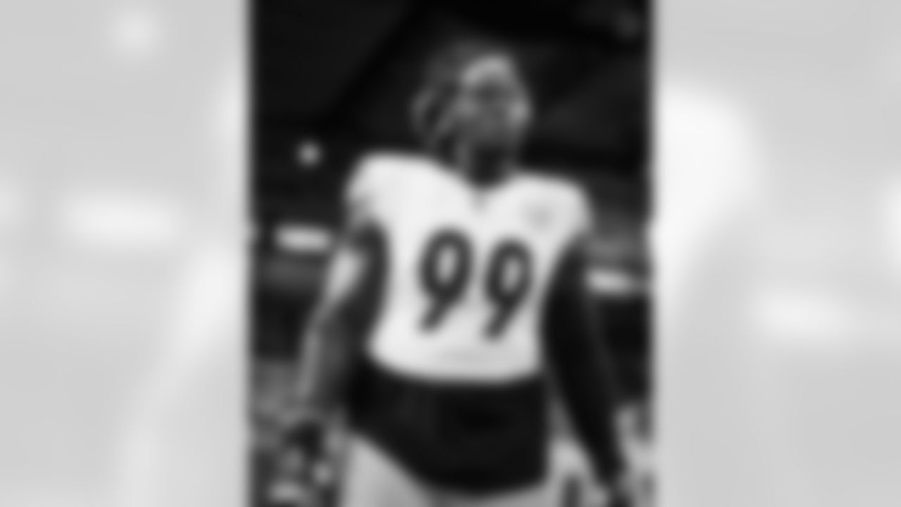 Pittsburgh Steelers defensive tackle Larry Ogunjobi (99) prior to a preseason game between the Pittsburgh Steelers and the Detroit Lions, on Saturday August 24, 2024 in Detroit, Michigan. (Alysa Rubin / Pittsburgh Steelers)