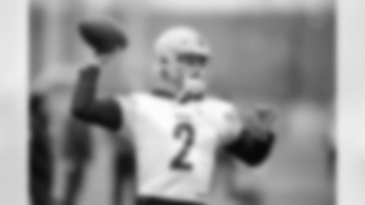 Pittsburgh Steelers quarterback Mason Rudolph (2) during practice at the UPMC Rooney Sports Complex preparing for a Week 8 matchup against the Green Bay Packers, Thursday, Oct. 23, 2025 in Pittsburgh, PA. (Karl Roser / Pittsburgh Steelers)