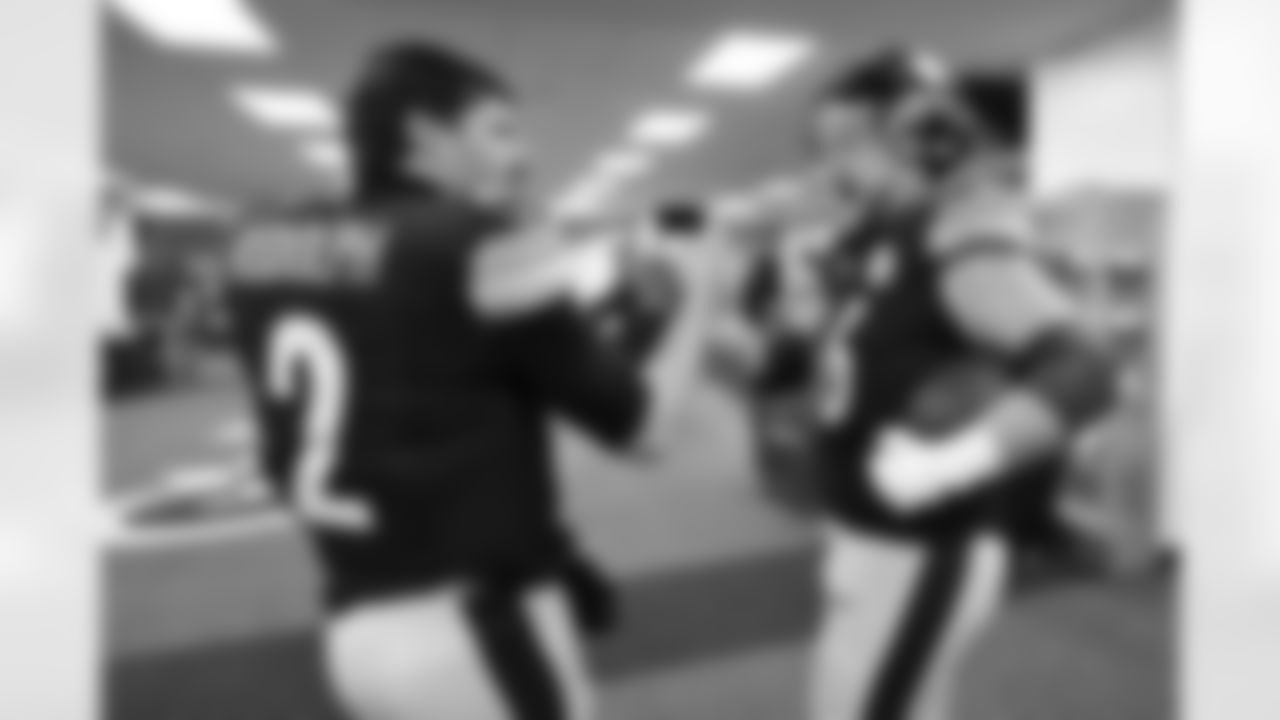 Pittsburgh Steelers quarterback Mason Rudolph (2) and guard Mason McCormick (66)during a regular season game between the Pittsburgh Steelers and the Baltimore Ravens, Sunday, Jan. 4, 2026 in Pittsburgh, PA. (Karl Roser / Pittsburgh Steelers)