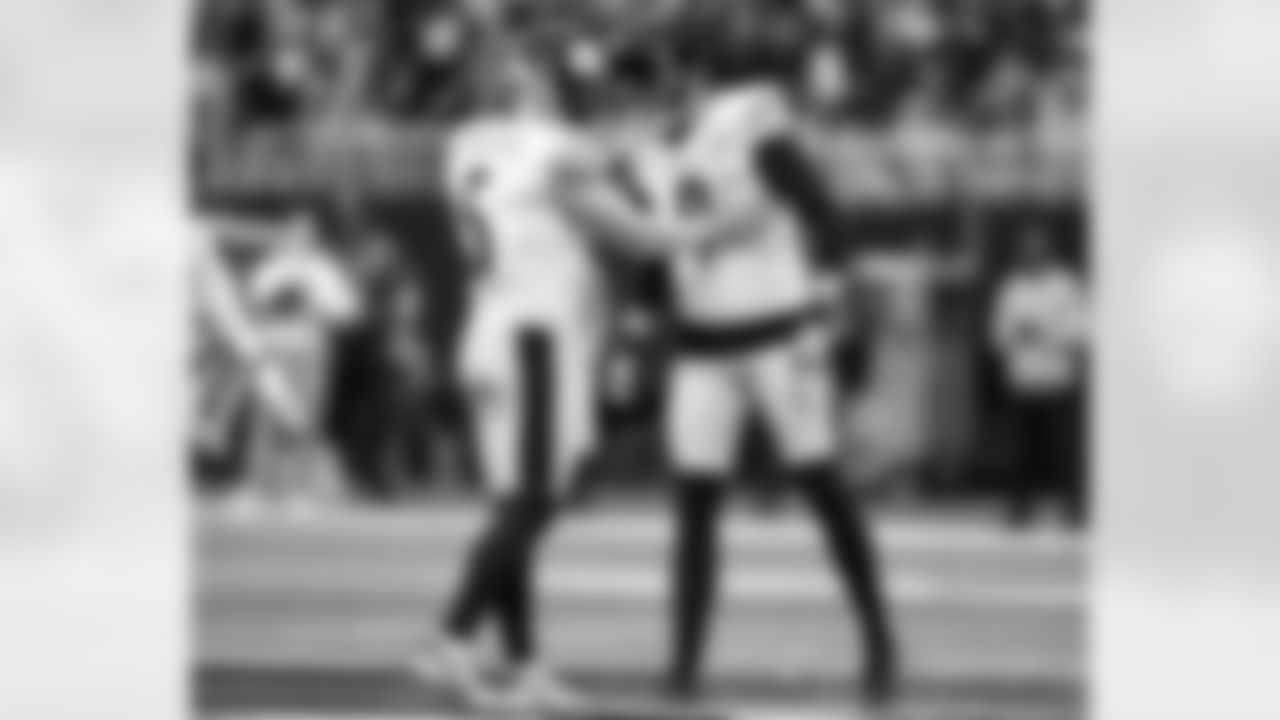 Pittsburgh Steelers punter Cameron Johnston (5) and Pittsburgh Steelers kicker Chris Boswell (9) during a regular season game between the Pittsburgh Steelers and the Atlanta Falcons, Sunday, Sept. 8, 2024 in Atlanta, GA. (Karl Roser / Pittsburgh Steelers)