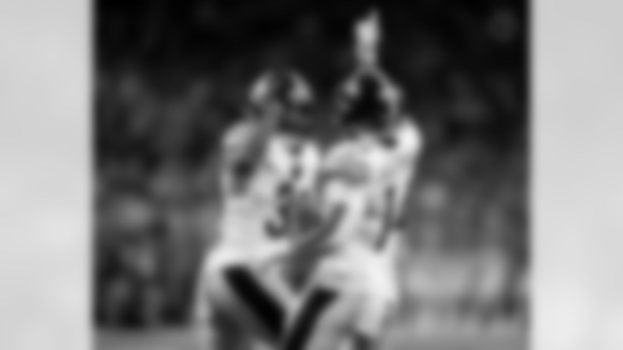 Pittsburgh Steelers running back Jaylen Warren (30) and Pittsburgh Steelers running back Kenneth Gainwell (14) during a regular season game between the Pittsburgh Steelers and the Detroit Lions, Sunday, Dec. 21, 2025 in Detroit, MI. The Steelers defeated the Lions 29-24. (Karl Roser / Pittsburgh Steelers)