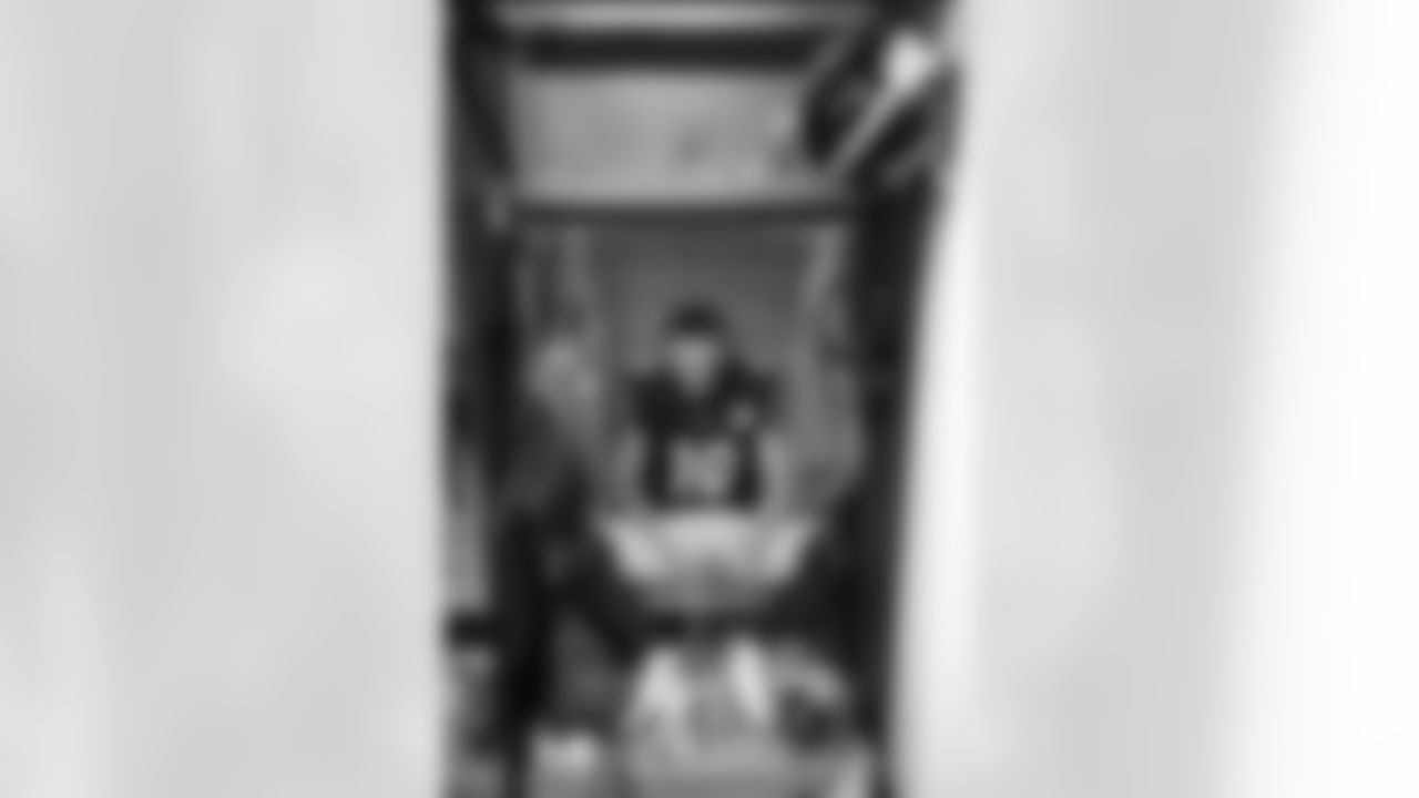 Pittsburgh Steelers wide receiver Roman Wilson (10) sits in his locker prior to a regular season game between the Pittsburgh Steelers and the Cincinnati Bengals, Sunday, Nov. 16, 2025 in Pittsburgh, PA. The Steelers defeated the Bengals 34-12. (Karl Roser / Pittsburgh Steelers)