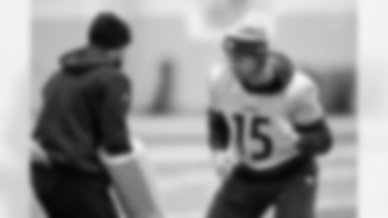 Pittsburgh Steelers wide receiver Ben Skowronek (15) during practice at the UPMC Rooney Sports Complex preparing for a Week 16 matchup against the Baltimore Ravens, Wednesday, Dec. 18, 2024 in Pittsburgh, PA. (Karl Roser / Pittsburgh Steelers)