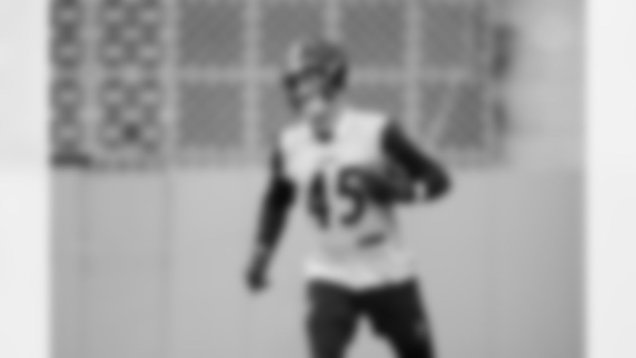 Pittsburgh Steelers linebacker Julius Welschof (45) during practice at the UPMC Rooney Sports Complex preparing for a Wild Card matchup against the Houston Texans, Saturday, Jan. 10, 2026 in Pittsburgh, PA. (Karl Roser / Pittsburgh Steelers)