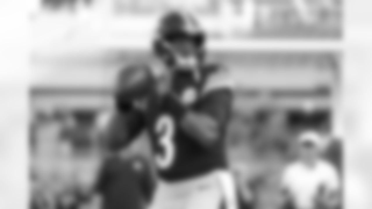 Pittsburgh Steelers quarterback Russell Wilson (3) during a preseason game between the Pittsburgh Steelers and the Houston Texans, Friday, Aug. 9, 2024 in Pittsburgh, PA. (Harrison Barden / Pittsburgh Steelers)