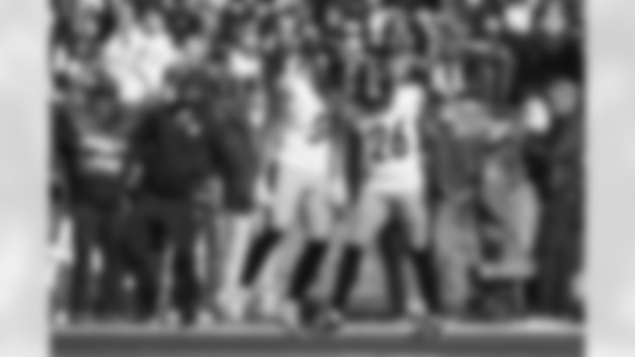 Pittsburgh Steelers cornerback Jalen Ramsey (5) and Pittsburgh Steelers cornerback Brandin Echols (26) during a regular season game between the Pittsburgh Steelers and the Baltimore Ravens, Sunday, Dec. 7, 2025 in Baltimore, MD. (Karl Roser / Pittsburgh Steelers)