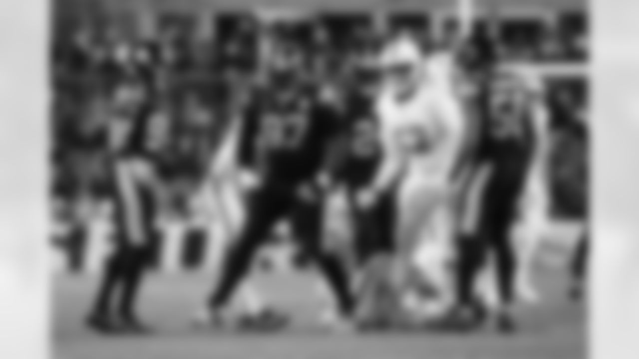 Pittsburgh Steelers center Zach Frazier (54), Pittsburgh Steelers defensive tackle Cameron Heyward (97) and Pittsburgh Steelers linebacker Malik Harrison (50) during a regular season game between the Pittsburgh Steelers and the Miami Dolphins, Monday, Dec. 15, 2025 in Pittsburgh, PA. (Jared Wickerham / Pittsburgh Steelers)