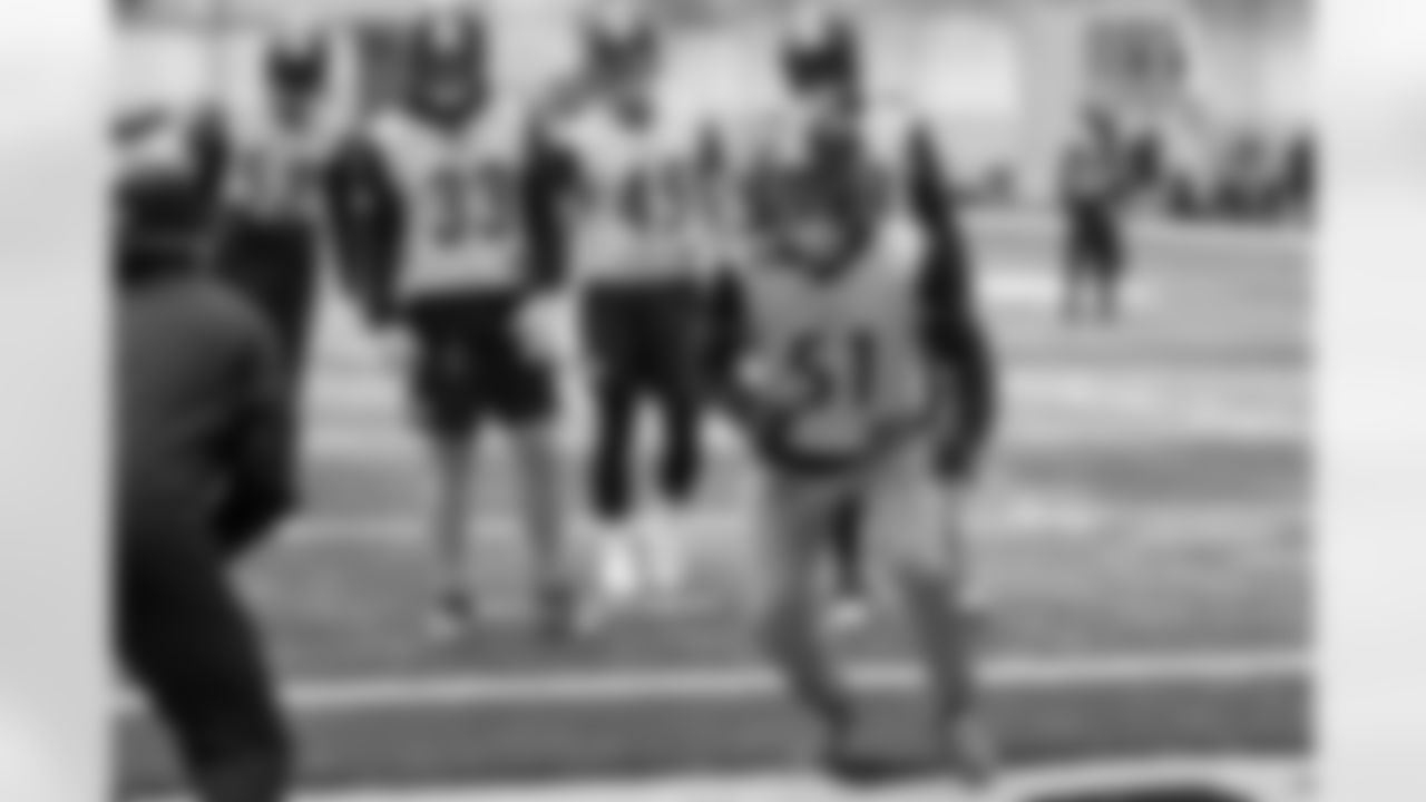 Pittsburgh Steelers linebacker Nick Herbig (51) during practice at the UPMC Rooney Sports Complex preparing for a Week 9 matchup against the Indianapolis Colts, Thursday, Oct. 30, 2025 in Pittsburgh, PA. (Karl Roser / Pittsburgh Steelers)