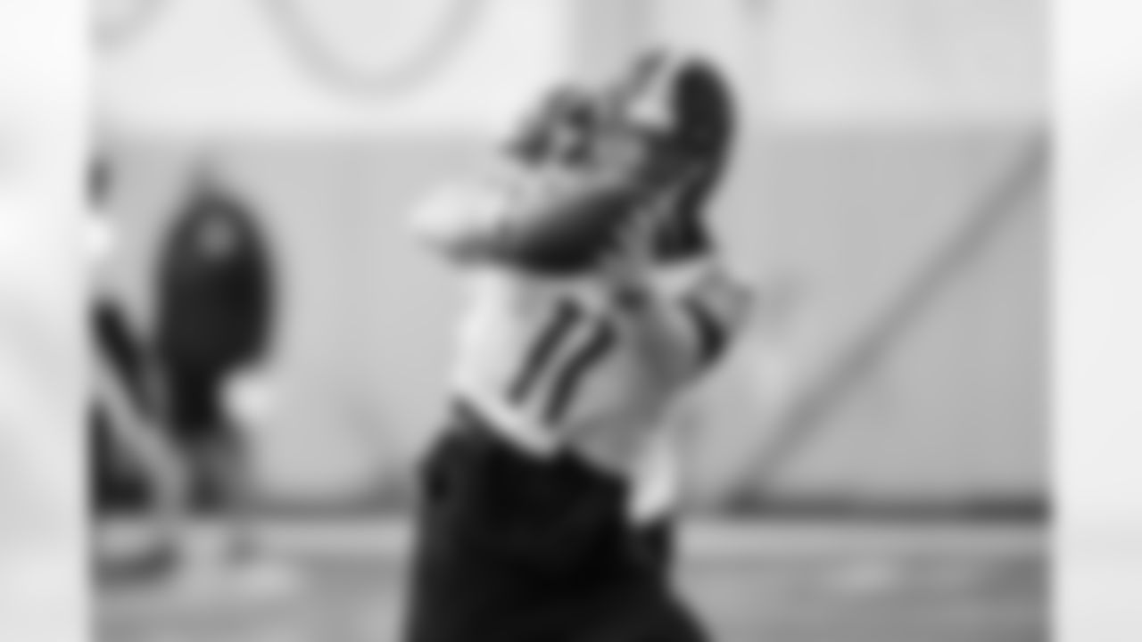 Pittsburgh Steelers wide receiver Marquez Valdes-Scantling (11) during practice at the UPMC Rooney Sports Complex preparing for a Week 15 matchup against the Miami Dolphins, Friday, Dec. 12, 2025 in Pittsburgh, PA. (Karl Roser / Pittsburgh Steelers)