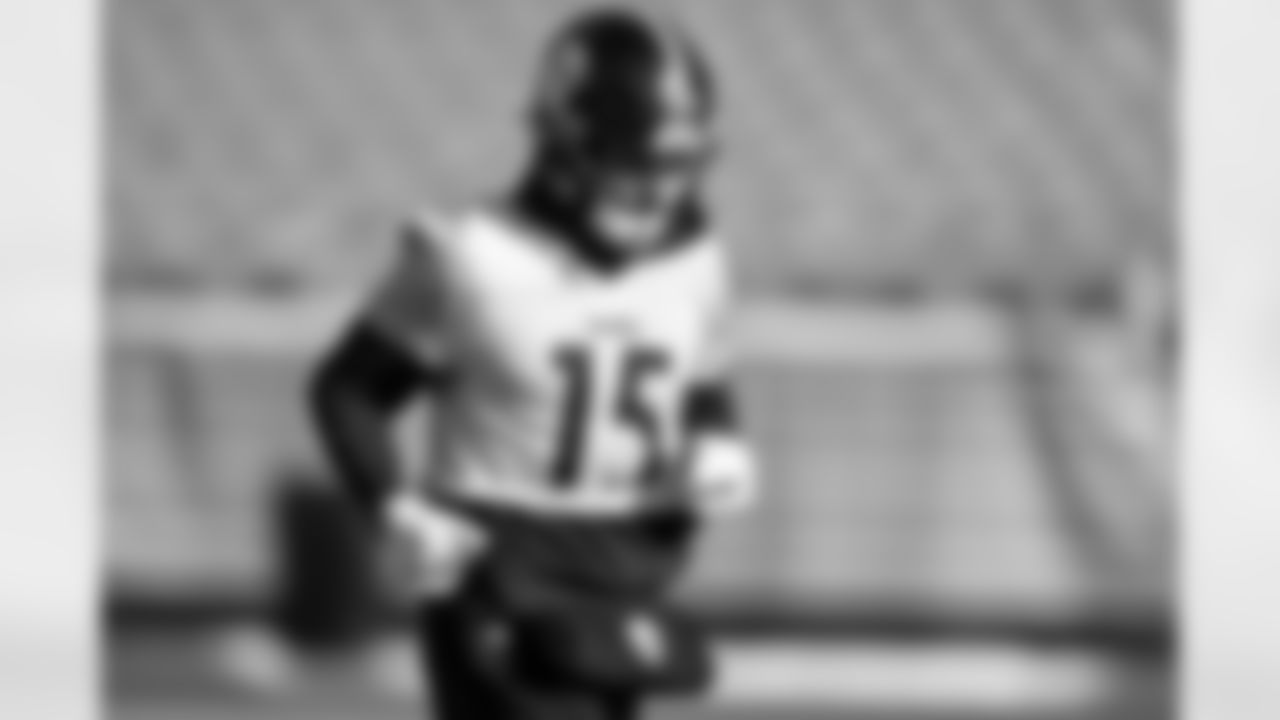 Pittsburgh Steelers wide receiver Ben Skowronek (15) during practice at the UPMC Rooney Sports Complex preparing for a Wild Card matchup against the Baltimore Ravens, Thursday, Jan. 9, 2025 in Pittsburgh, PA. (Karl Roser / Pittsburgh Steelers)