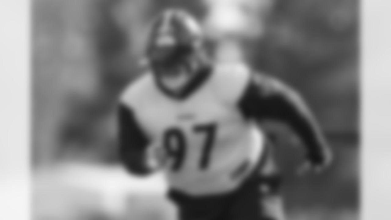 Pittsburgh Steelers defensive tackle Cameron Heyward (97) during practice at the UPMC Rooney Sports Complex preparing for a Week 10 matchup against the Los Angeles Chargers, Wednesday, Nov. 5, 2025 in Pittsburgh, PA. (Alysa Rubin / Pittsburgh Steelers)