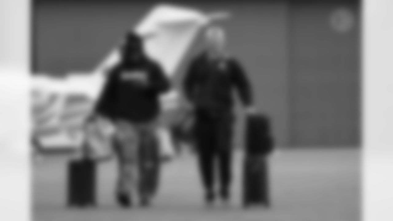 Pittsburgh Steelers defensive tackle Keeanu Benton (95) and Pittsburgh Steelers linebacker Alex Highsmith (56) travels to Los Angeles on Saturday, Nov. 8, 2025 for the Week 10 regular season matchup against the Los Angeles Chargers. (Alysa Rubin / Pittsburgh Steelers)