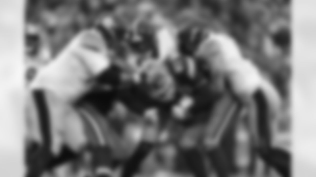 Pittsburgh Steelers defensive tackle Cameron Heyward (97), Pittsburgh Steelers cornerback Jalen Ramsey (5) and Pittsburgh Steelers linebacker Payton Wilson (41) during a regular season game between the Pittsburgh Steelers and the Cleveland Browns, Sunday, Dec. 28, 2025 in Cleveland, OH. (Karl Roser / Pittsburgh Steelers)