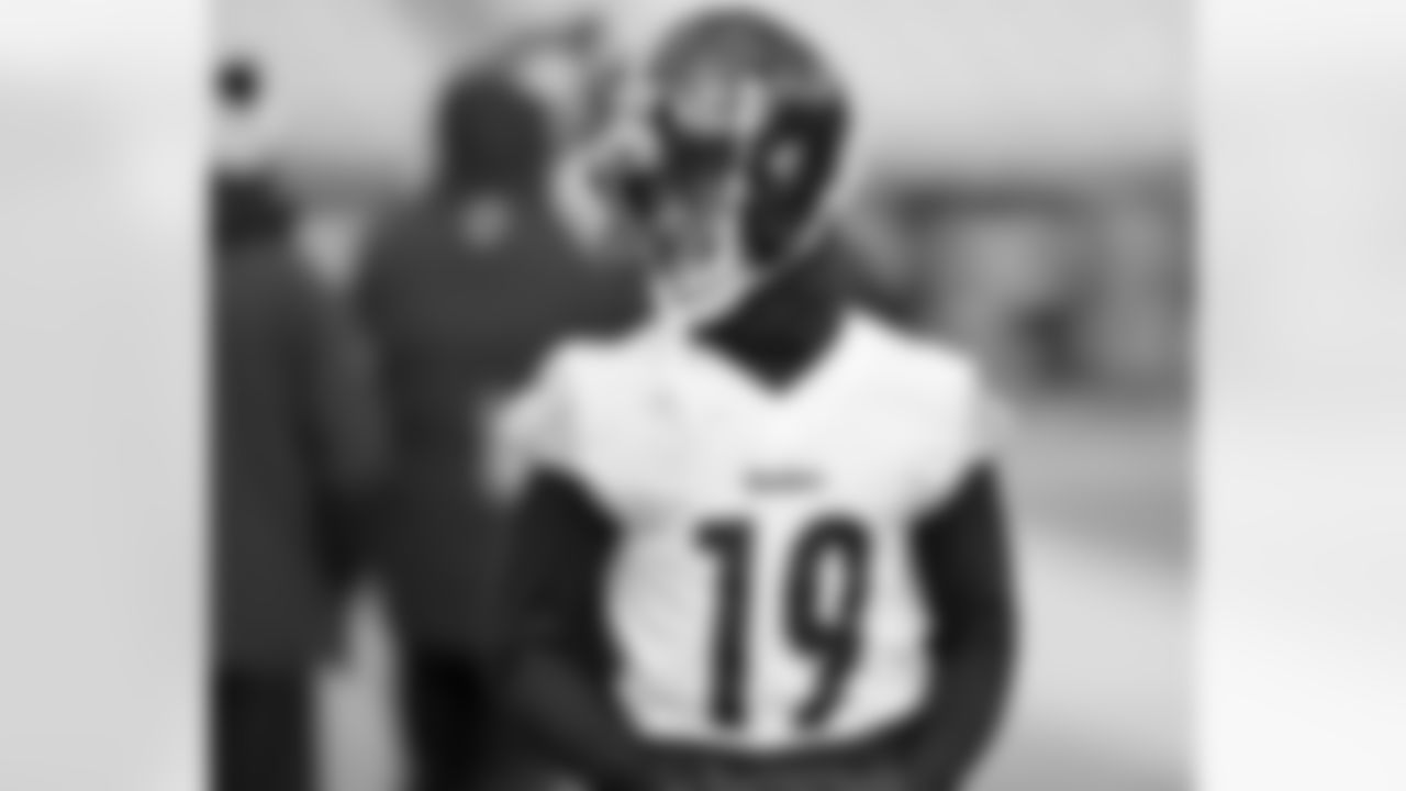 Pittsburgh Steelers wide receiver Calvin Austin III (19) during practice at the UPMC Rooney Sports Complex preparing for a Wild Card matchup against the Baltimore Ravens, Thursday, Jan. 9, 2025 in Pittsburgh, PA. (Karl Roser / Pittsburgh Steelers)