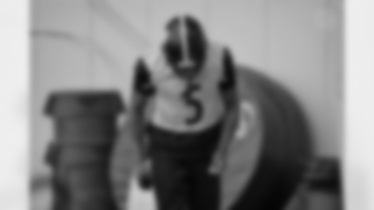 Pittsburgh Steelers cornerback Jalen Ramsey (5) during practice at the UPMC Rooney Sports Complex preparing for a Week 14 matchup against the Baltimore Ravens, Friday, Dec. 5, 2025 in Pittsburgh, PA. (Karl Roser / Pittsburgh Steelers)