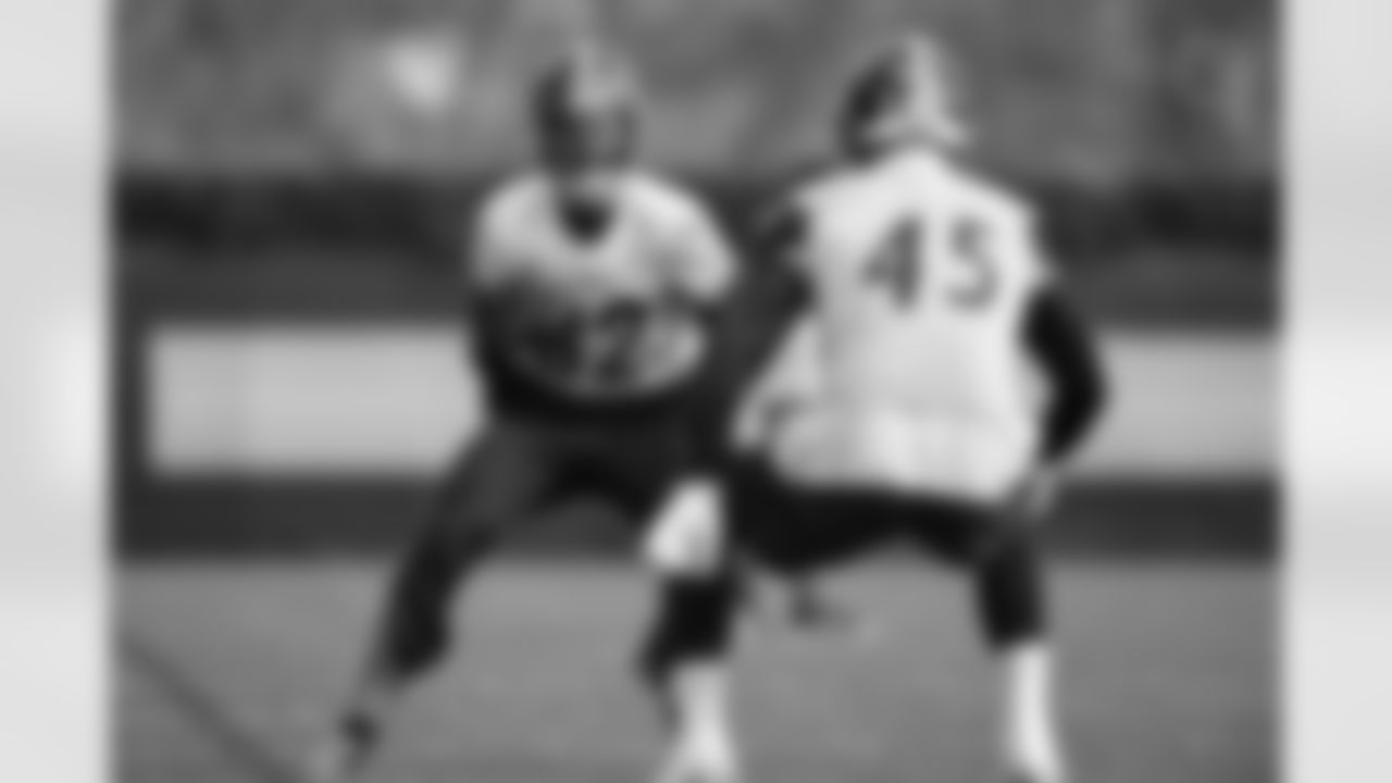 Pittsburgh Steelers wide receiver Isaiah Hodgins (82) during practice at the UPMC Rooney Sports Complex preparing for a Week 10 matchup against the Los Angeles Chargers, Friday, Nov. 7, 2025 in Pittsburgh, PA. (Alysa Rubin / Pittsburgh Steelers)