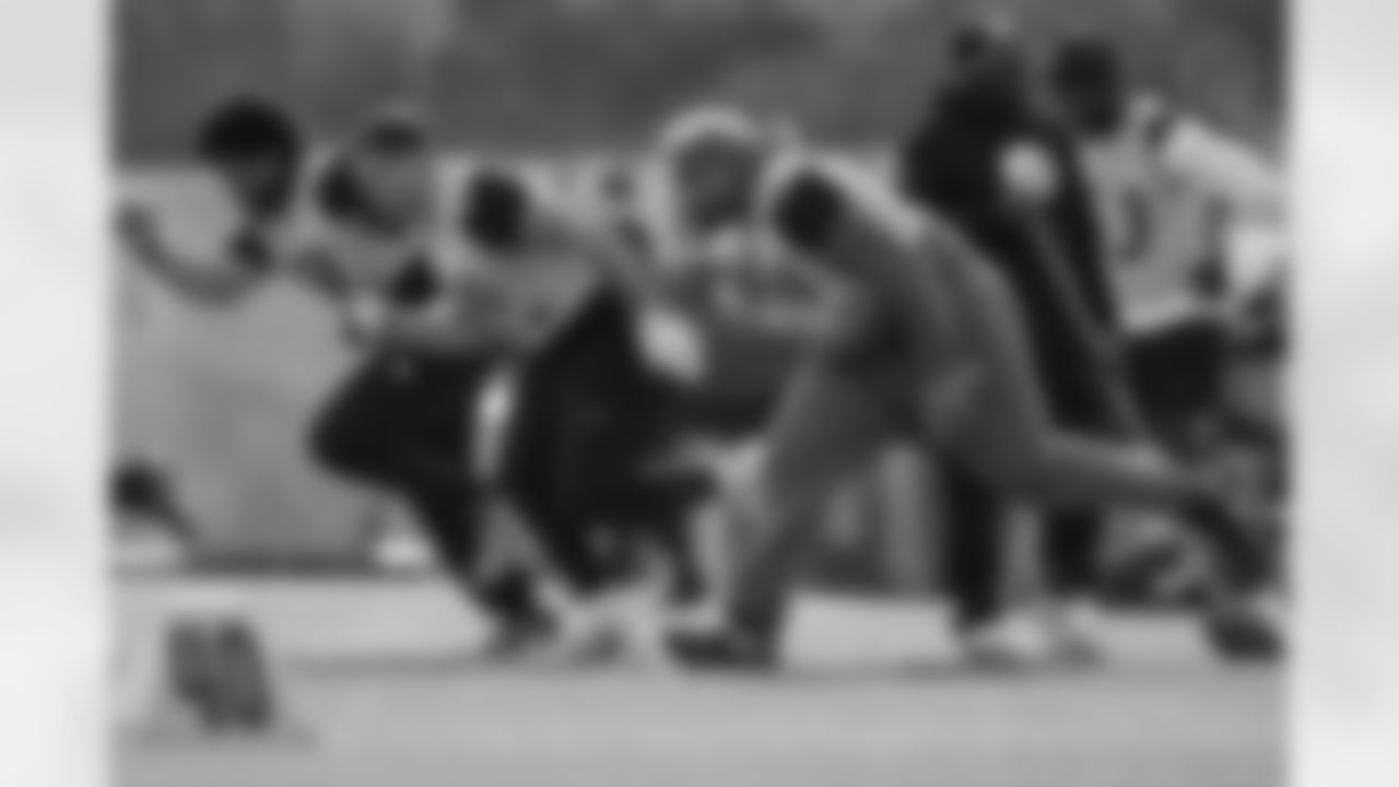 Pittsburgh Steelers defensive tackle Derrick Harmon (99), Pittsburgh Steelers defensive end Logan Lee (91) and Pittsburgh Steelers defensive end Yahya Black (94) during practice at the UPMC Rooney Sports Complex preparing for a Wild Card matchup against the Houston Texans, Thursday, Jan. 8, 2026 in Pittsburgh, PA. (Alysa Rubin / Pittsburgh Steelers)