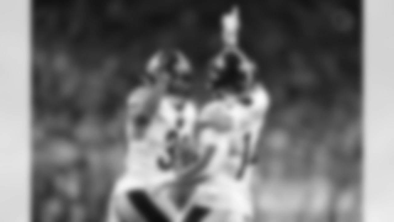 Pittsburgh Steelers running back Jaylen Warren (30) and Pittsburgh Steelers running back Kenneth Gainwell (14) during a regular season game between the Pittsburgh Steelers and the Detroit Lions, Sunday, Dec. 21, 2025 in Detroit, MI. (Karl Roser / Pittsburgh Steelers)