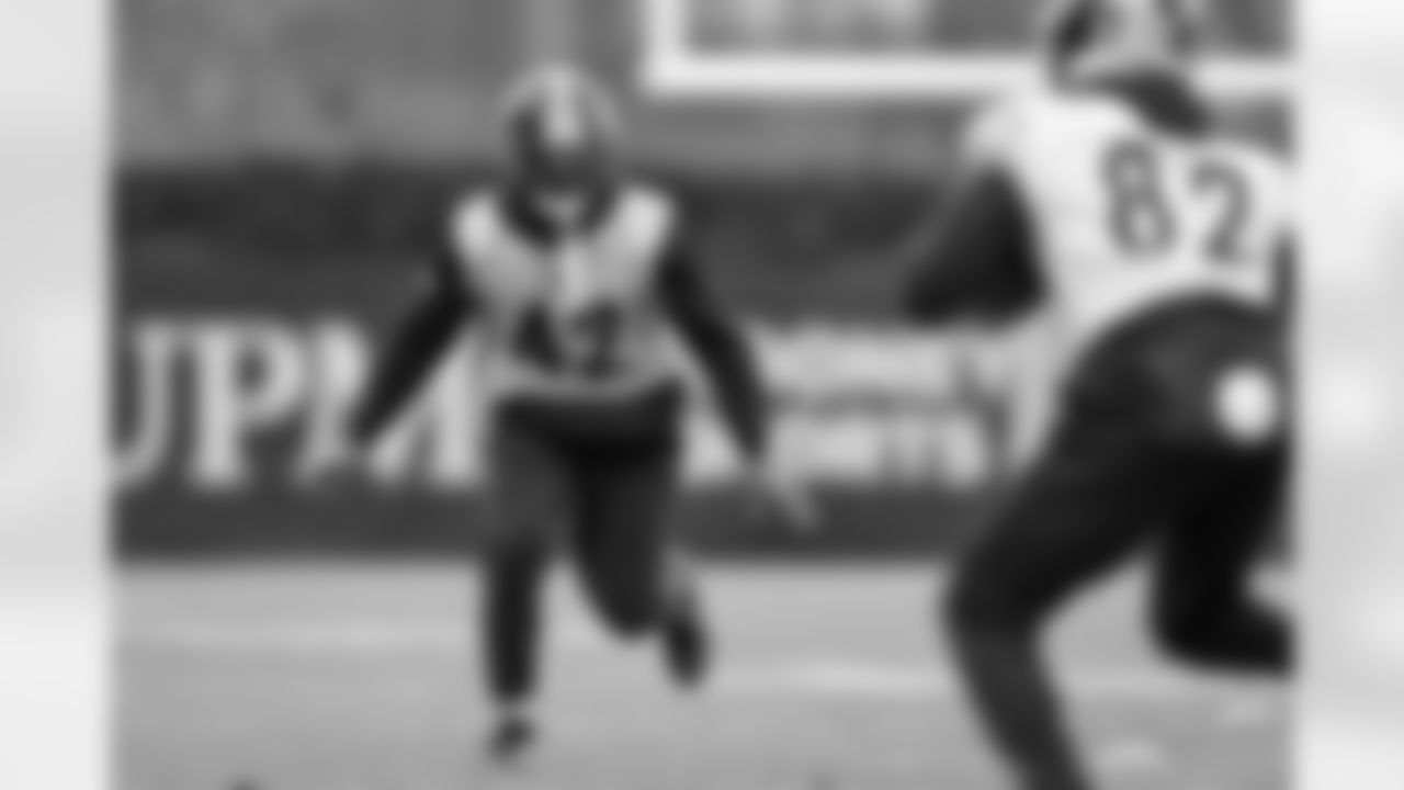 Pittsburgh Steelers cornerback James Pierre (42) during practice at the UPMC Rooney Sports Complex preparing for a Week 13 matchup against the Buffalo Bills, Friday, Nov. 28, 2025 in Pittsburgh, PA. (Karl Roser / Pittsburgh Steelers)