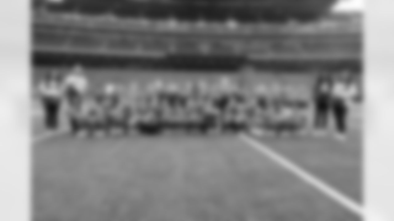 An image from the Texans Jr Cheerleader rehearsal ahead of their  performance during Sunday's Houston Texans vs Arizona Cardinals pregame festivities.