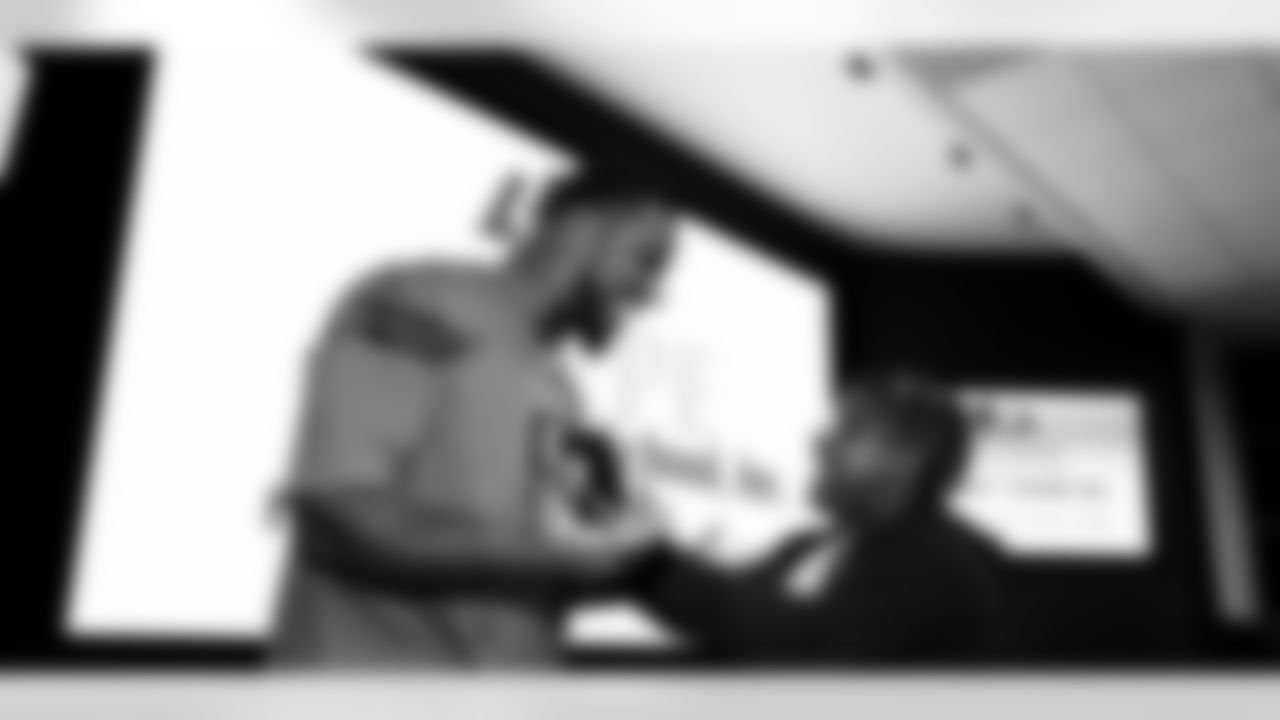 An image from the Oct. 28, 2025 Walter Payton Man of the Year Nominee surprise for Azeez Al-Shaair at NRG Stadium in Houston, TX.