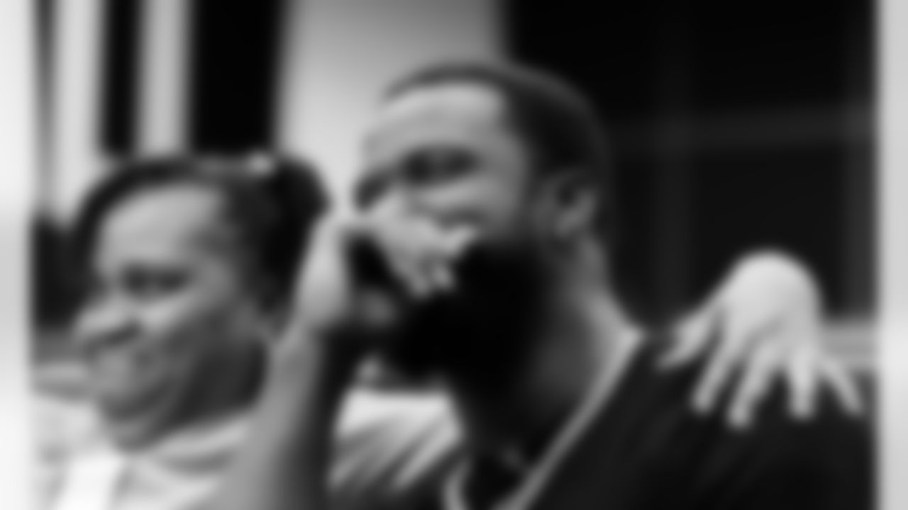 An image from the Oct. 28, 2025 Walter Payton Man of the Year Nominee surprise for Azeez Al-Shaair at NRG Stadium in Houston, TX.