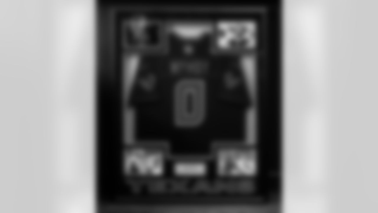 An image from the Oct. 28, 2025 Walter Payton Man of the Year Nominee surprise for Azeez Al-Shaair at NRG Stadium in Houston, TX.