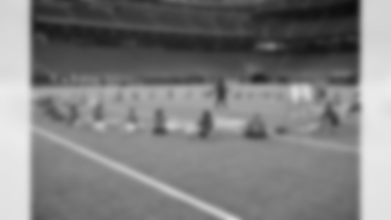 An image from the Texans Jr Cheerleader rehearsal ahead of their  performance during Sunday's Houston Texans vs Arizona Cardinals pregame festivities.