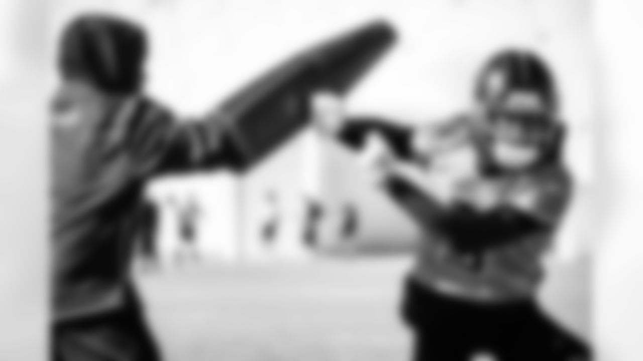 Wide receiver Elic Ayomanor #5 of the Tennessee Titans during practice at the Ascension Saint Thomas Sports Park on November 27, 2025 in Nashville, TN. Photo By Donald Page/Tennessee Titans