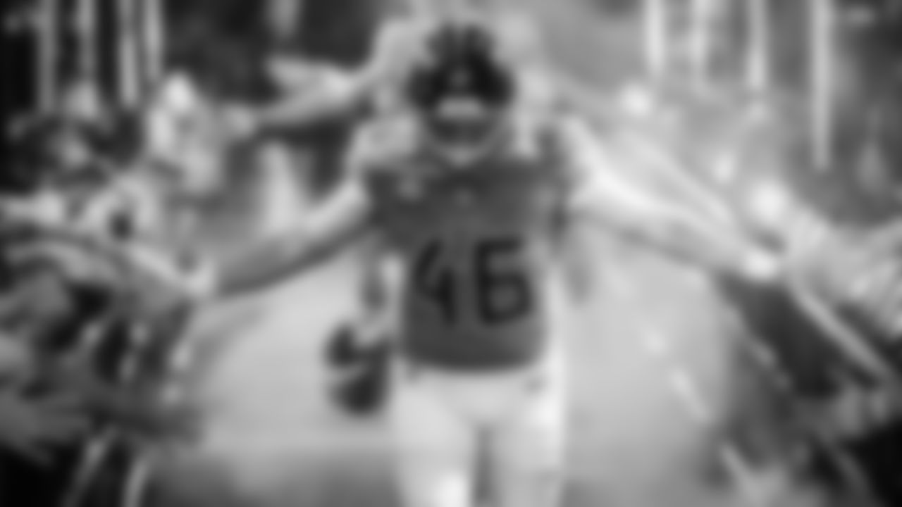 Longsnapper Morgan Cox #46 of the Tennessee Titans before the game between the Tennessee Titans and the New Orleans Saints at Nissan Stadium on December 28, 2025 in Nashville, TN. Photo By Donald Page/Tennessee Titans