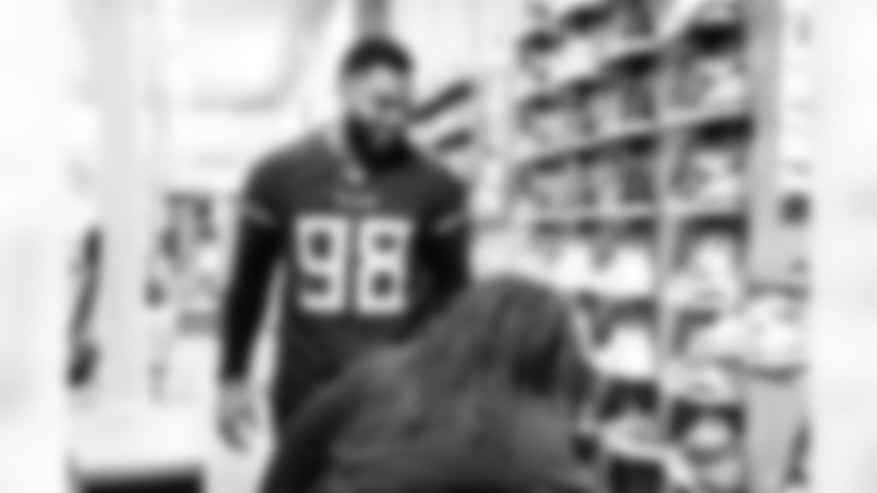 Defensive lineman Jeffery Simmons #98 of the Tennessee Titans partners with Big Brothers Big Sisters of Middle Tennessee to take 9th and 10th graders shopping at JD Sports on December 10, 2024 in Nashville, TN. Photo By Donald Page/Tennessee Titans