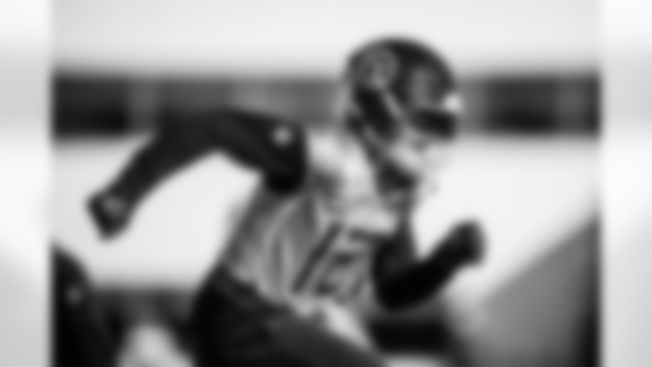 Wide receiver Mason Kinsey #12 of the Tennessee Titans during practice at the Ascension Saint Thomas Sports Park on January 1, 2026 in Nashville, TN. Photo By Jessie Rogers/Tennessee Titans