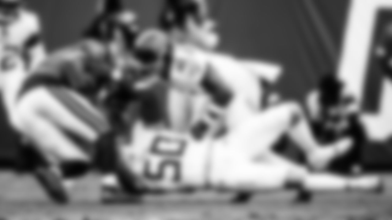 Linebacker Cody Barton #50 of the Tennessee Titans, Safety Erick Hallett II #41 of the Tennessee Titans during the game between the Tennessee Titans and the Jacksonville Jaguars at EverBank Stadium on January 04, 2026 in Jacksonville, FL. Photo By Donald Page/Tennessee Titans