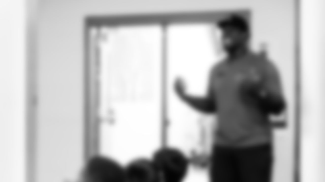 Defensive end Sebastian Joseph-Day #69 of the Tennessee Titans partners with Backfield In Motion to throw a Halloween Party for youth at Amqui Elementary School on October 21, 2025 in Nashville, TN. Photo By Jessie Rogers/Tennessee Titans