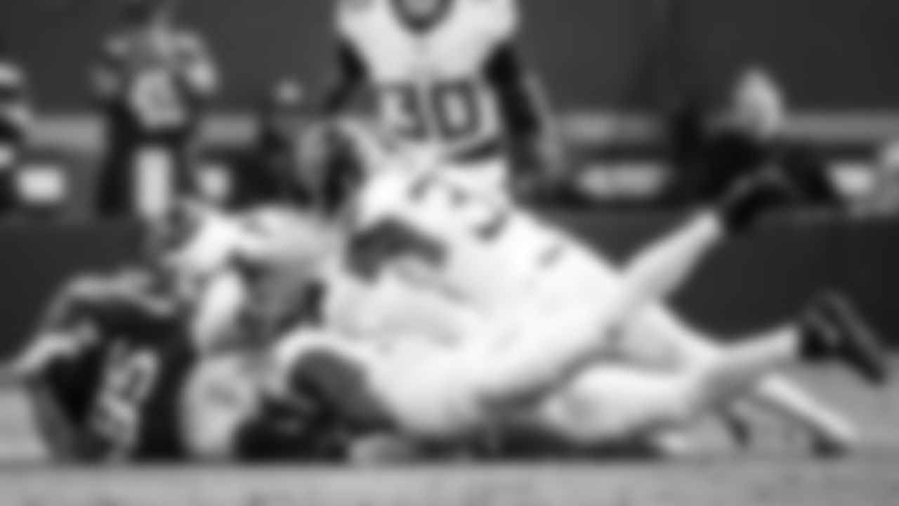 Linebacker Cody Barton #50 of the Tennessee Titans, Linebacker Cedric Gray #33 of the Tennessee Titans, Outside linebacker Jaylen Harrell #92 of the Tennessee Titans during the game between the Tennessee Titans and the San Francisco 49ers at Levi's Stadium on December 14, 2025 in San Francisco, CA. Photo By Donald Page/Tennessee Titans