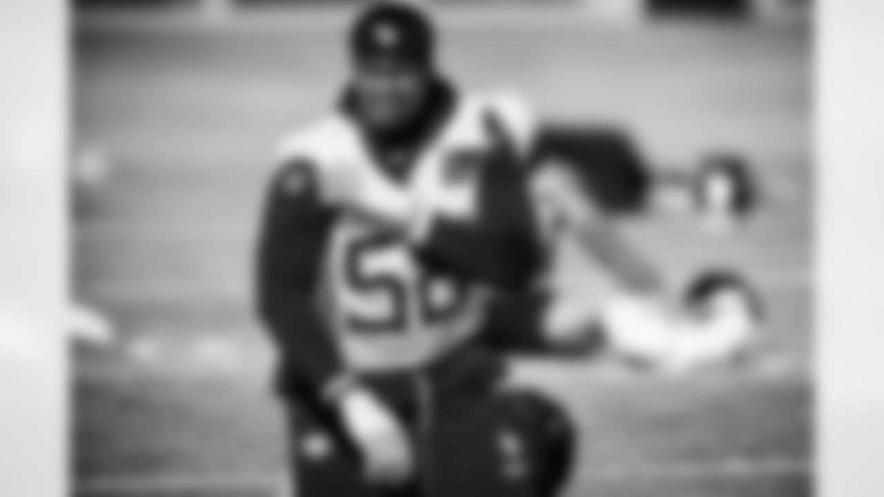 Defensive end David Ebuka Agoha #58 of the Tennessee Titans during practice at the Ascension Saint Thomas Sports Park on November 28, 2025 in Nashville, TN. Photo By Beau Brune/Tennessee Titans