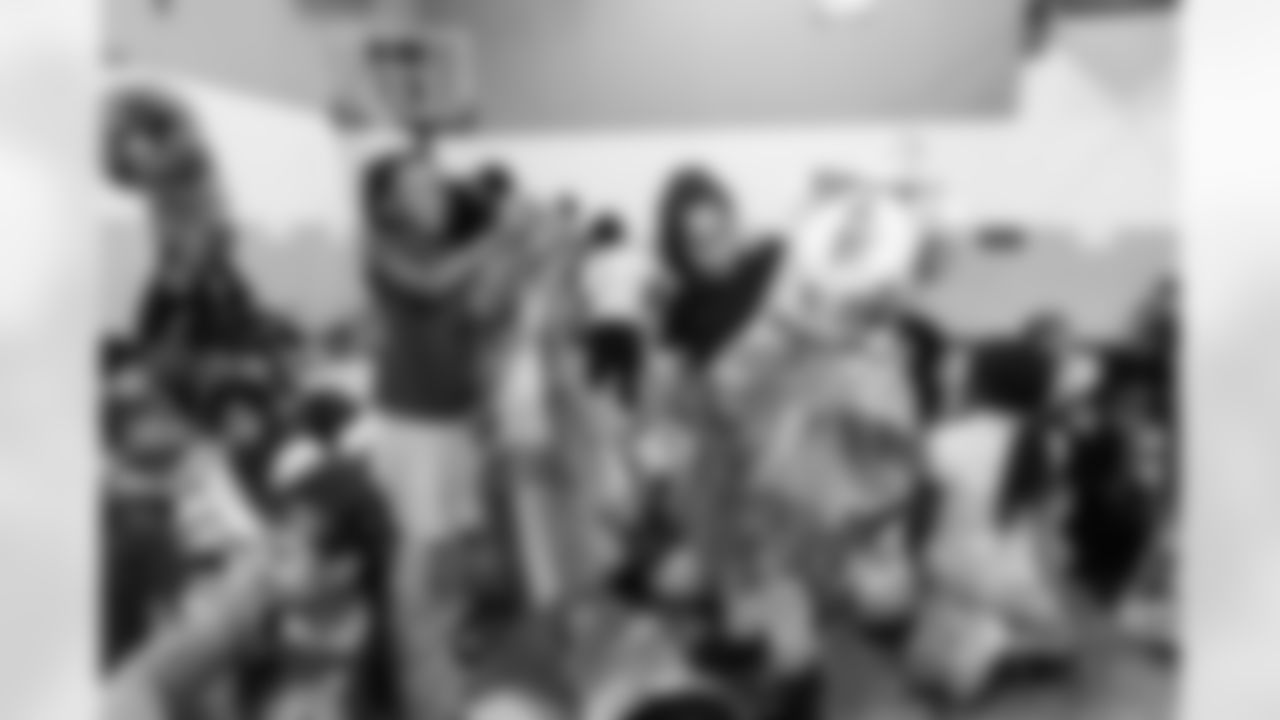 Defensive end Sebastian Joseph-Day #69 of the Tennessee Titans partners with Backfield In Motion to throw a Halloween Party for youth at Amqui Elementary School on October 21, 2025 in Nashville, TN. Photo By Jessie Rogers/Tennessee Titans