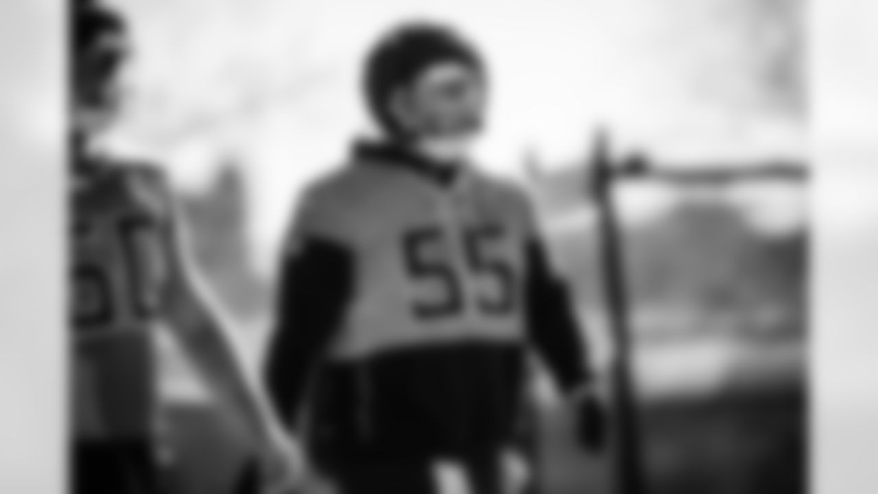 Tackle JC Latham #55 of the Tennessee Titans during practice at the Ascension Saint Thomas Sports Park on January 1, 2026 in Nashville, TN. Photo By Jessie Rogers/Tennessee Titans