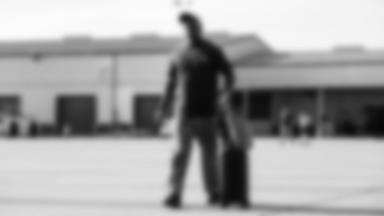 Outside linebacker Truman Jones #56 of the Tennessee Titans during the travel day at the Nashville International Airport on January 03, 2026 in Nashville, TN. Photo by Jessie Rogers/Tennessee Titans