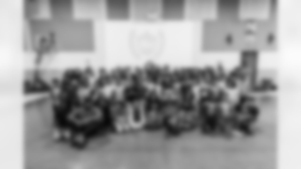 Defensive end Sebastian Joseph-Day #69 of the Tennessee Titans partners with Backfield In Motion to throw a Halloween Party for youth at Amqui Elementary School on October 21, 2025 in Nashville, TN. Photo By Jessie Rogers/Tennessee Titans