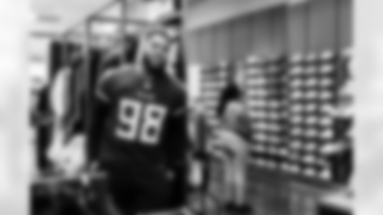 Defensive lineman Jeffery Simmons #98 of the Tennessee Titans partners with Big Brothers Big Sisters of Middle Tennessee to take 9th and 10th graders shopping at JD Sports on December 10, 2024 in Nashville, TN. Photo By Donald Page/Tennessee Titans