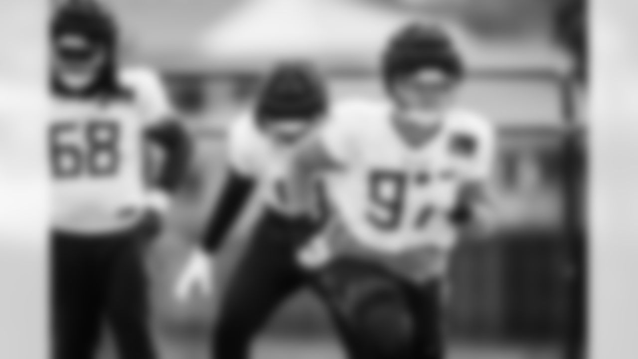 Defensive lineman James Lynch #97 of the Tennessee Titans during practice at the Ascension Saint Thomas Sports Park on November 13, 2025 in Nashville, TN. Photo By Donald Page/Tennessee Titans