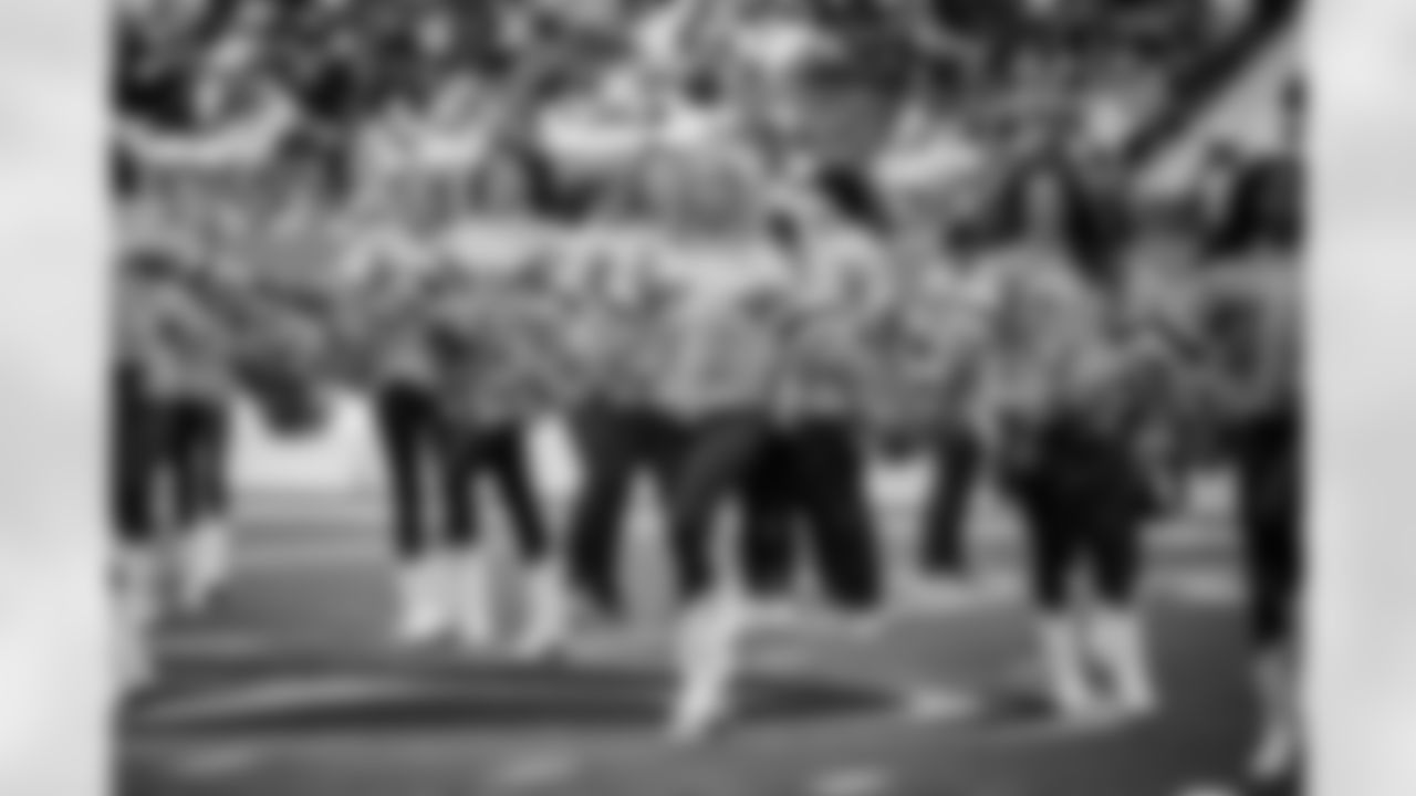 Tennessee Titans Cheerleaders and Blue Crew Drumline performing on the field before the game between the Tennessee Titans and the Los Angeles Chargers at Nissan Stadium on November 02, 2025 in Nashville, TN. Photo By Kaitlyn Hungerford/Tennessee Titans