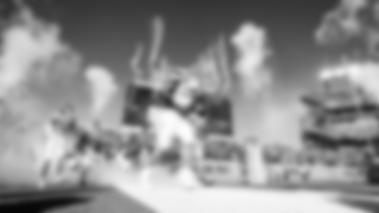 Fireworks as the team runs out during the game between the Tennessee Titans and the Jacksonville Jaguars at Nissan Stadium on November 30, 2025 in Nashville, TN. Photo By Beau Brune/Tennessee Titans