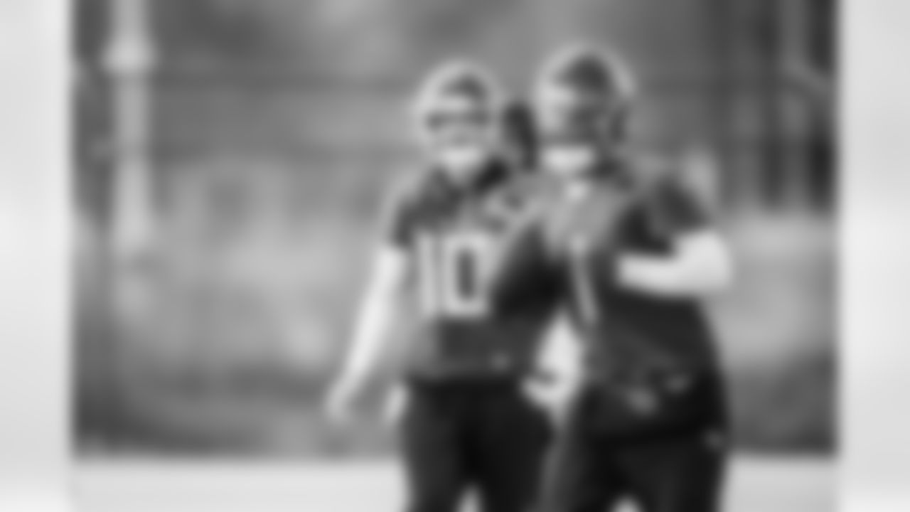 Quarterback Cam Ward #1 of the Tennessee Titans during practice at the Ascension Saint Thomas Sports Park on December 24, 2025 in Nashville, TN. Photo By Beau Brune/Tennessee Titans