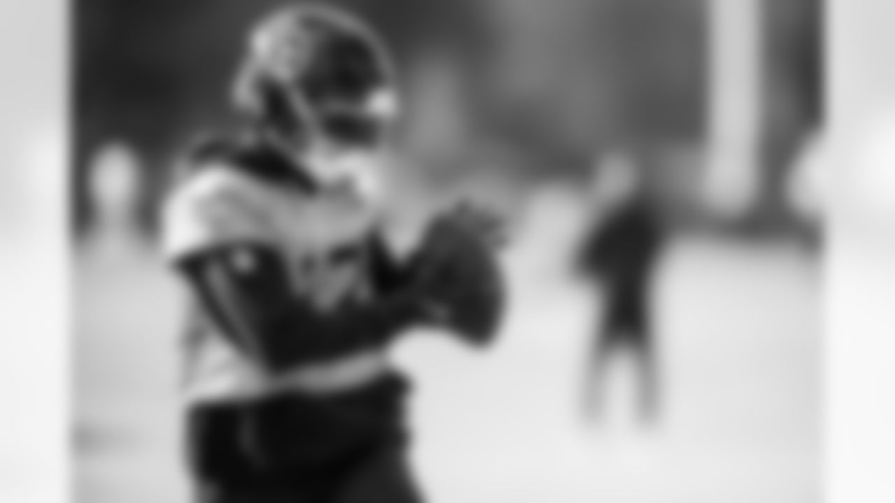 Wide receiver Mason Kinsey #12 of the Tennessee Titans during practice at the Ascension Saint Thomas Sports Park on December 10, 2025 in Nashville, TN. Photo By Donald Page/Tennessee Titans