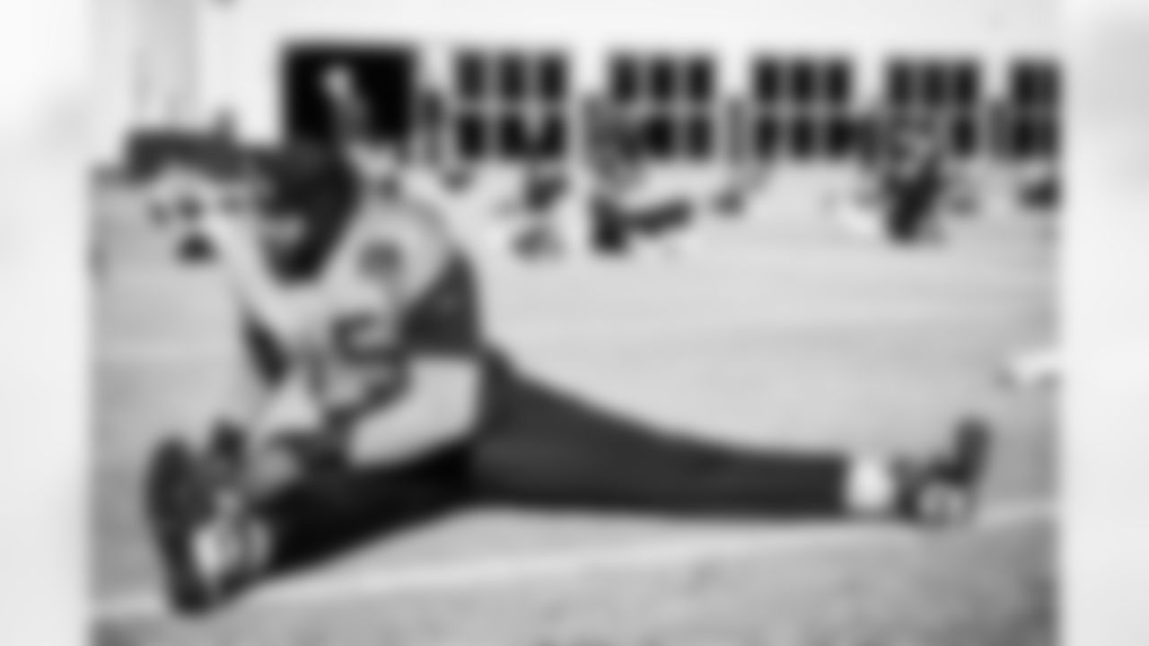 Tackle Dan Moore Jr. #75 of the Tennessee Titans during practice at the Ascension Saint Thomas Sports Park on December 12, 2025 in Nashville, TN. Photo By Donald Page/Tennessee Titans