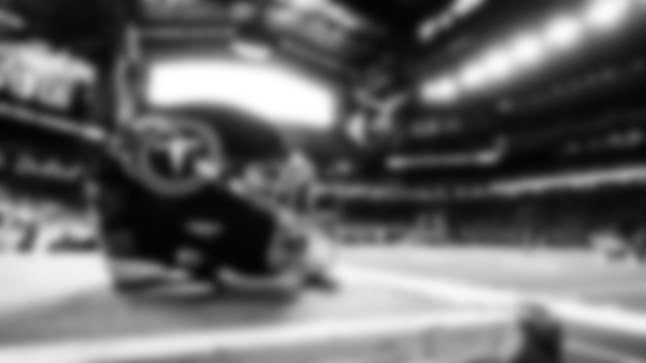 Tennessee Titans helmet before the game between the Tennessee Titans and the Indianapolis Colts at Lucas Oil Stadium on October 26, 2025 in Indianapolis, IN. Photo By Beau Brune/Tennessee Titans