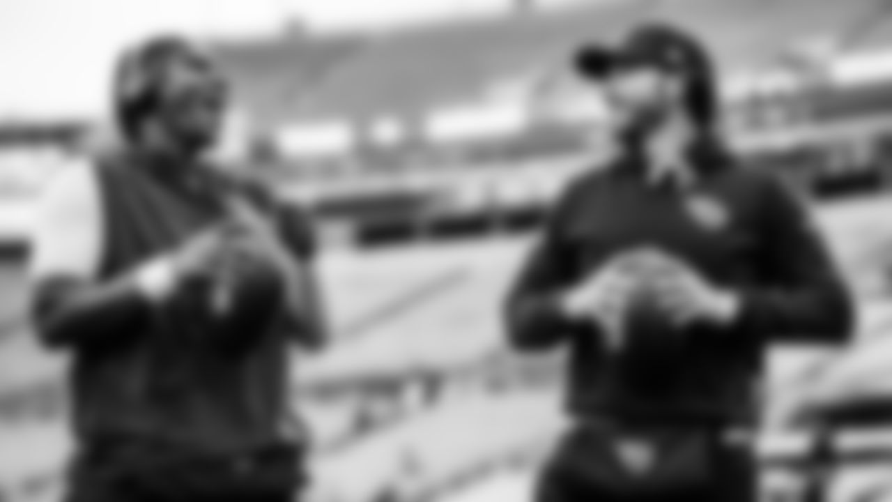 Quarterback Cam Ward #1 of the Tennessee Titans, Quarterback Brandon Allen #10 of the Tennessee Titans before the game between the Tennessee Titans and the Jacksonville Jaguars at EverBank Stadium on January 04, 2026 in Jacksonville, FL. Photo By Donald Page/Tennessee Titans