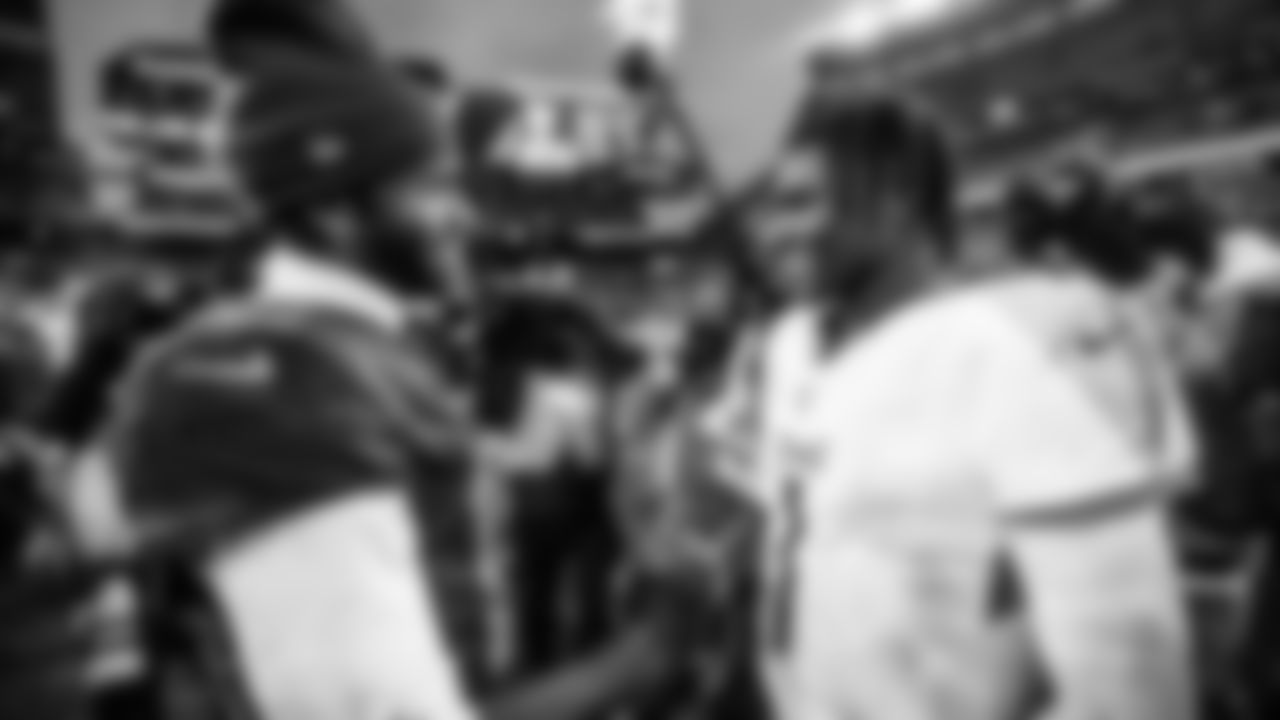 Quarterback Cam Ward #1 of the Tennessee Titans after the game between the Tennessee Titans and the Cleveland Browns at Huntington Bank Field on December 07, 2025 in Cleveland, OH. Photo By Donald Page/Tennessee Titans